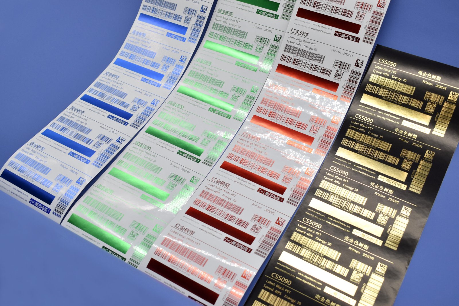 Thermal transfer printing demonstration with a metallic ribbon